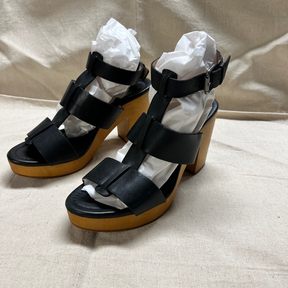 NWOT Madewell Chunky Black Leather Platform Women's Sandals